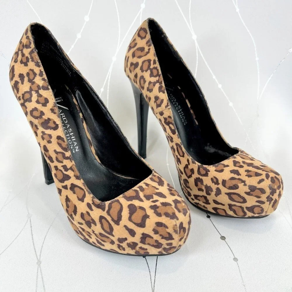 Kardashian Kollection Leopard Print Platform High Heels $80